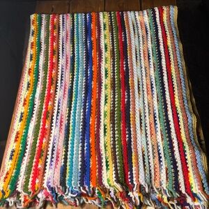 Handmade Multicolor Striped Crochet Throw Blanket. Check out these stitches!!